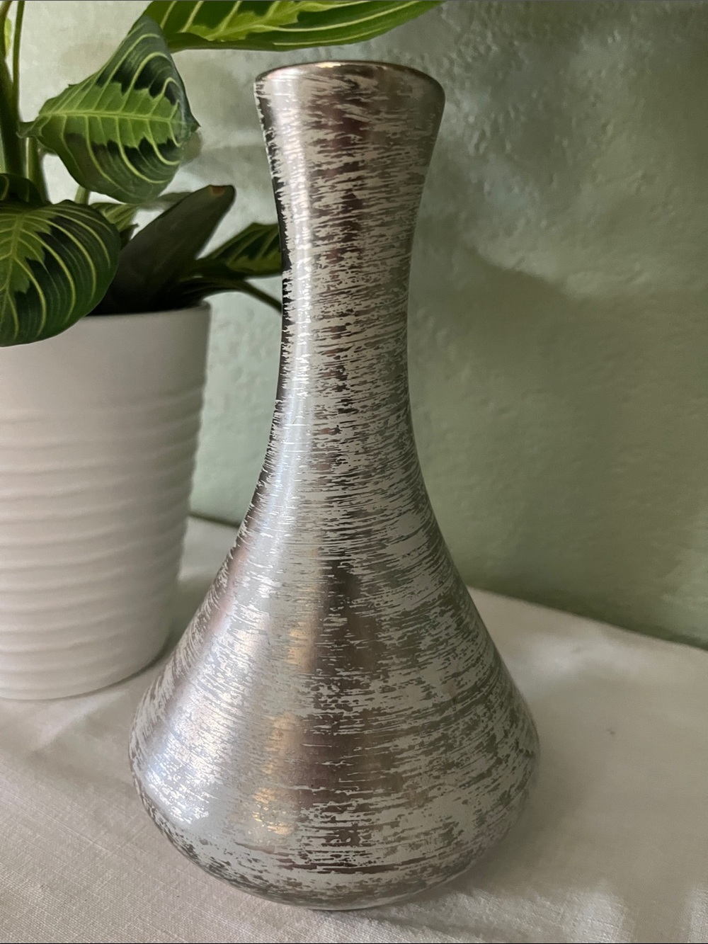 Vintage Stangl Colonial Silver 4050 Hand Painted MCM Pottery Vase 8”